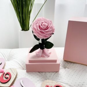 Large Rose with Stem - Pink